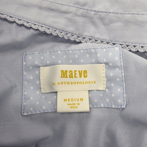 Maeve Anthropologie Pastel Blue Oversized Cotton Pocket Button Down Shirt Medium - Picture 9 of 14